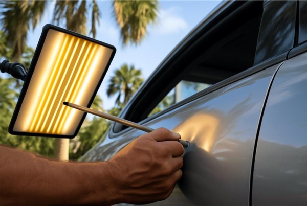 Paintless dent repair services.